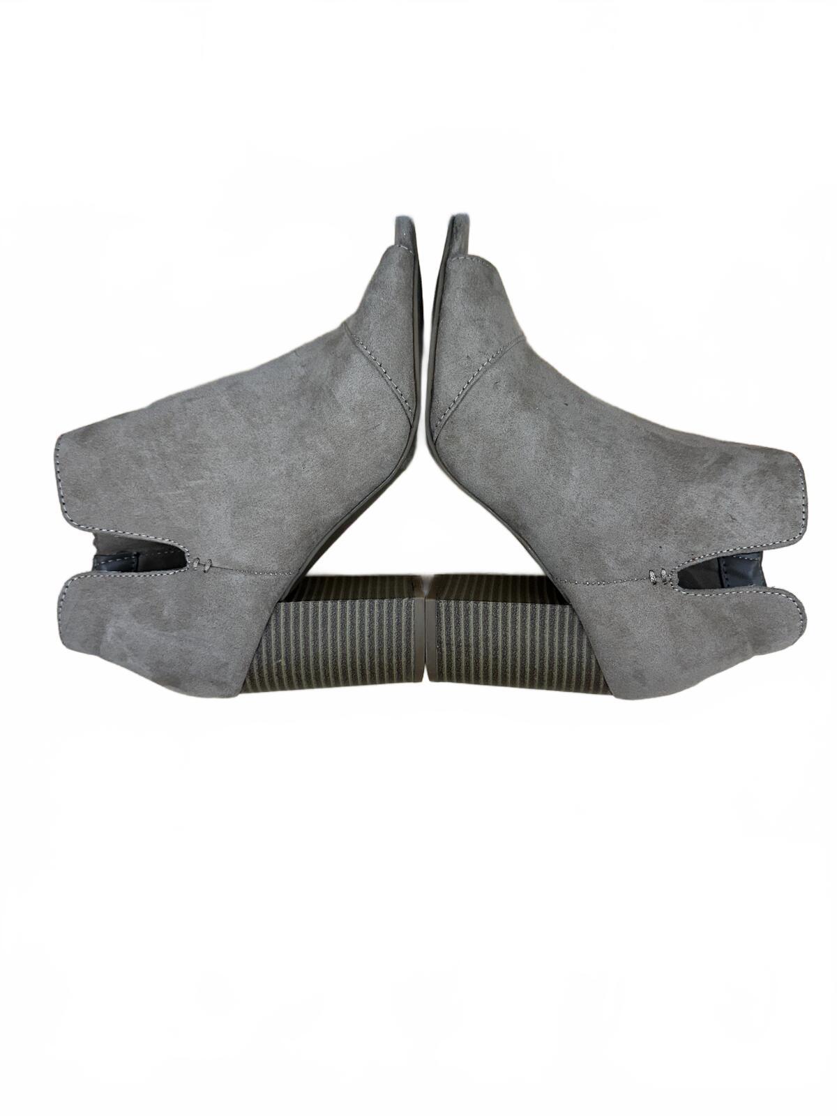 Apt. 9 Gray Suede Peep Toe Ankle Booties