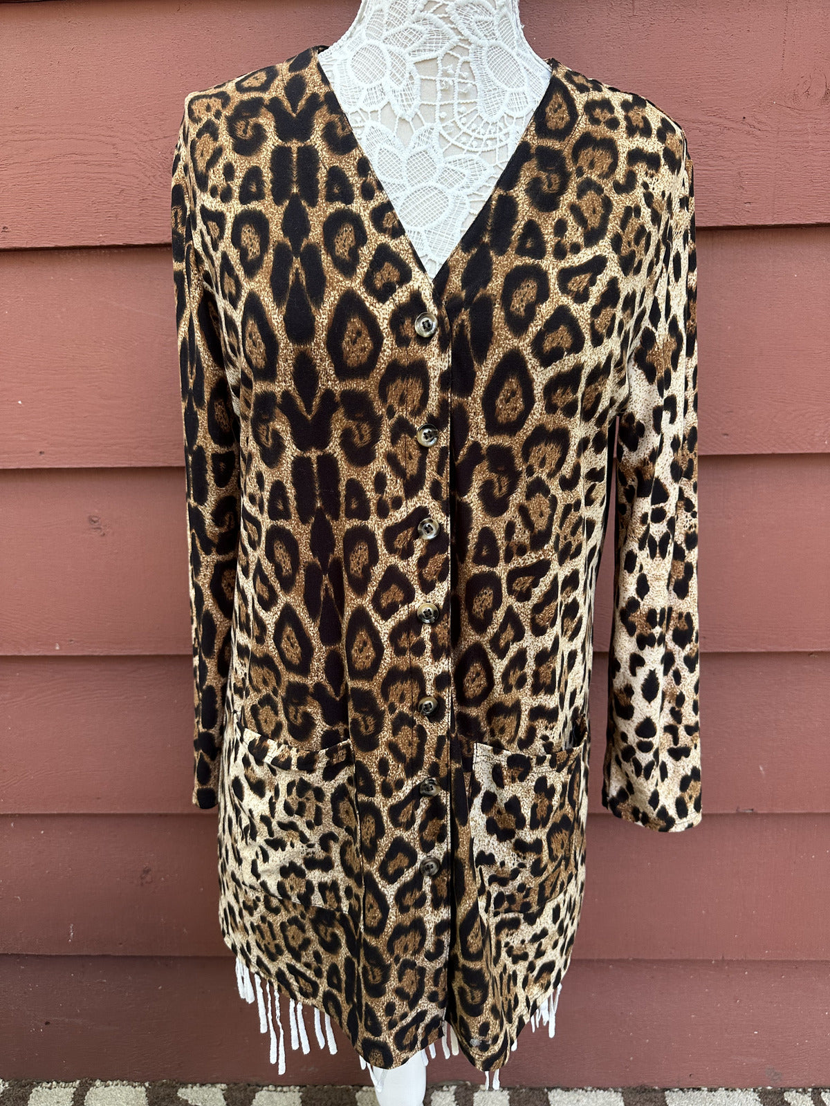 Leopard Print Button Up Cardigan Bohemian Y2K