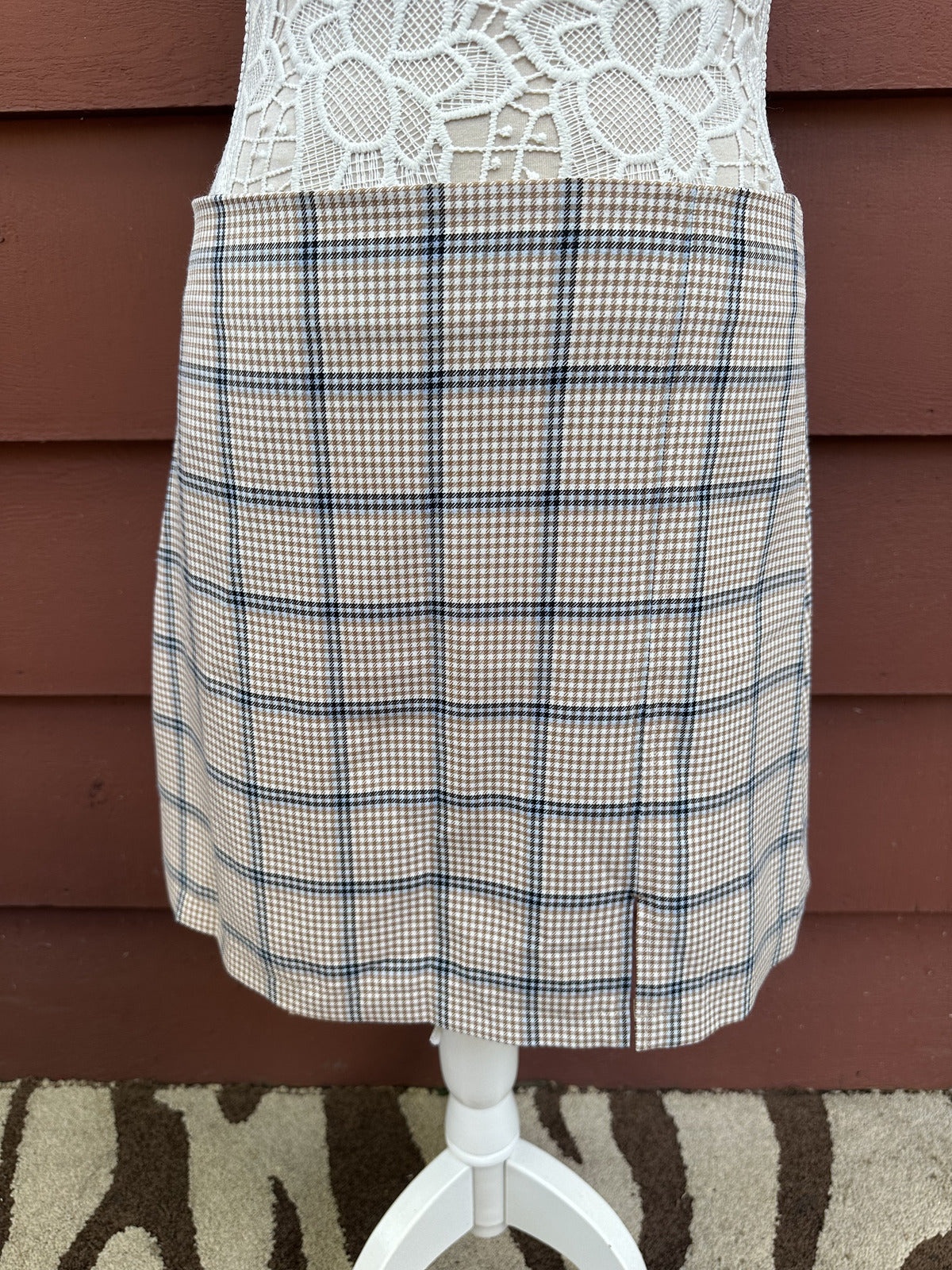 BP Cara Plaid Mini Skirt Pink White Preppy Cottage Coquette Girl