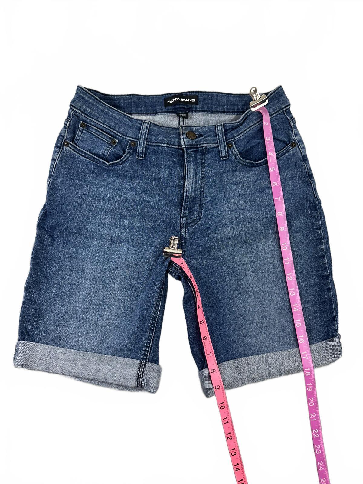 DKNY Jeans Classic Denim Bermuda Shorts Rolled Cuffs Casual Streetwear