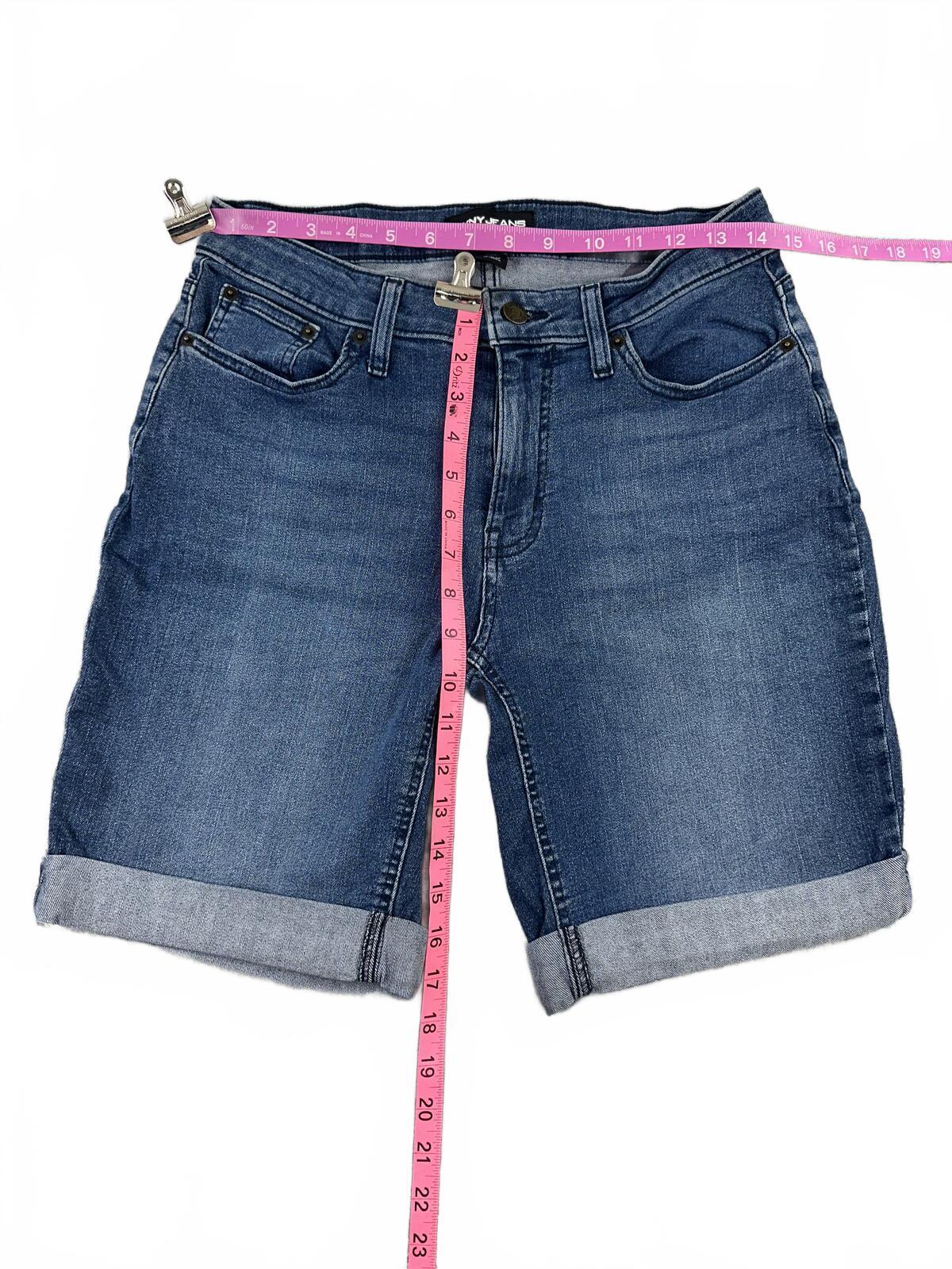 DKNY Jeans Classic Denim Bermuda Shorts Rolled Cuffs Casual Streetwear