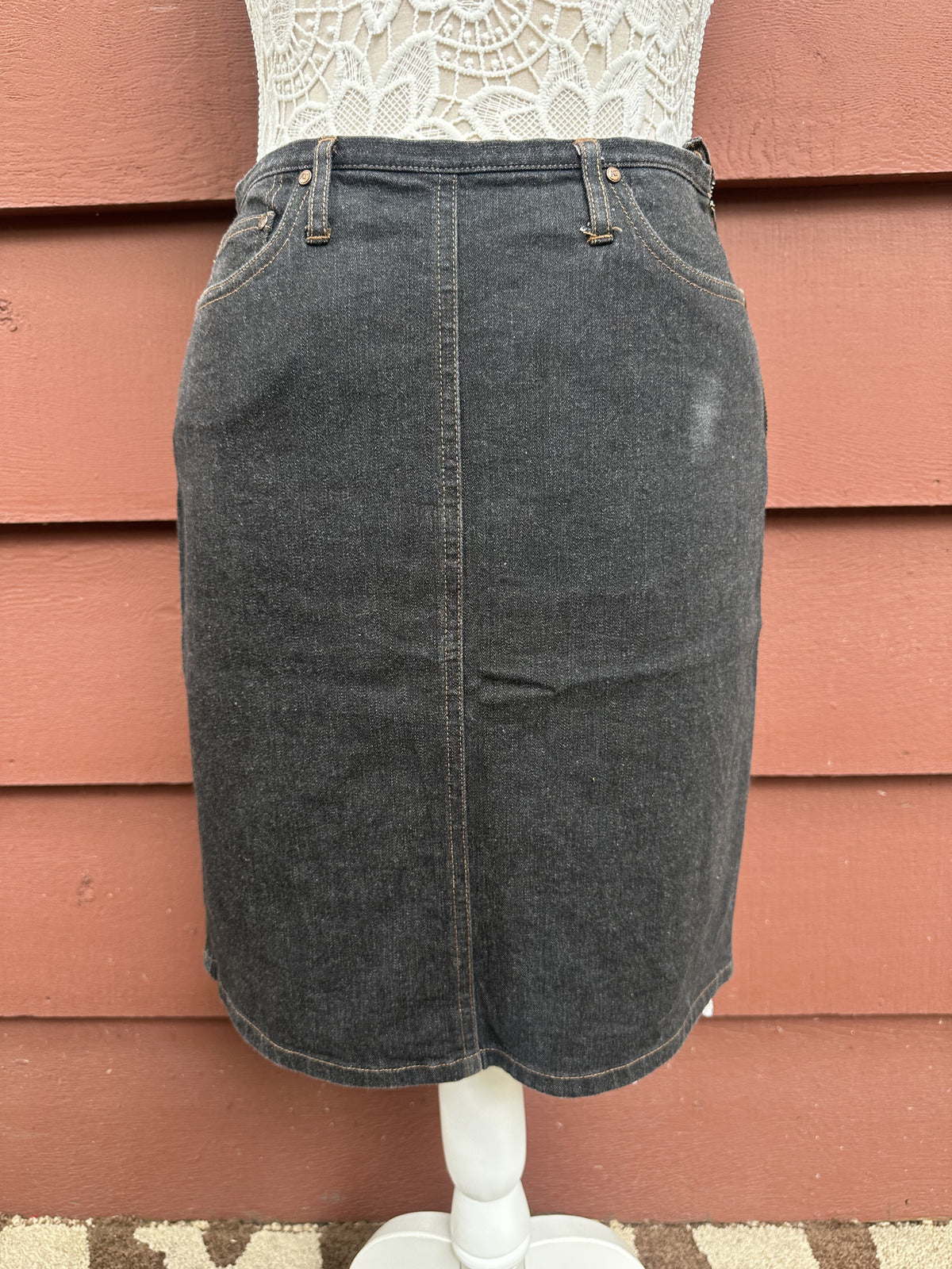 Ann Taylor Dark Wash Denim A Line Skirt Minimalist Y2K Preppy