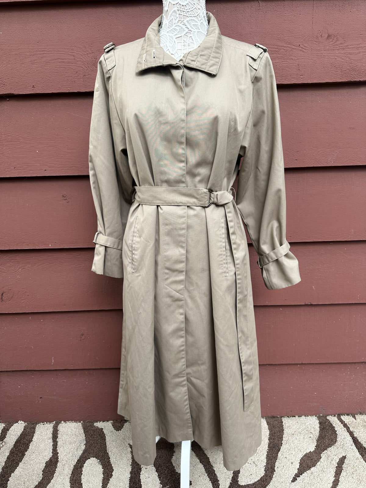 Vintage Forecaster International Khaki Trench Coat Classic 1970s 1980s Outerwear