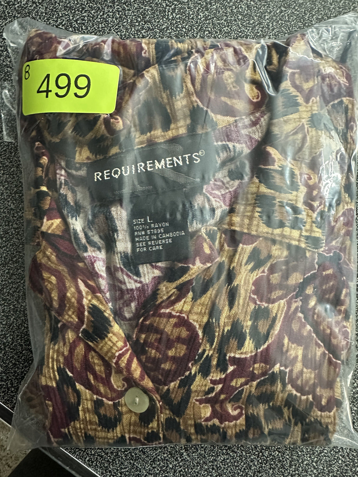 Requirements Vintage Floral and Leopard Print Rayon Button Up Shirt
