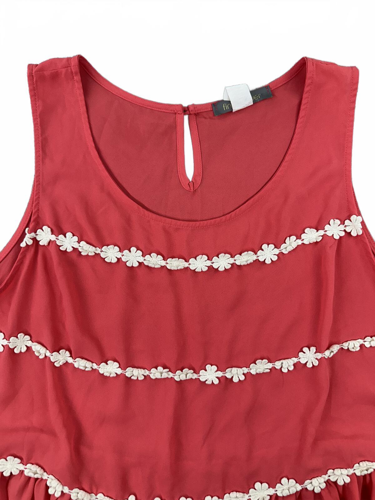 Finn & Clover Y2K Fairycore Coral Pink Sleeveless Peplum Tank with White Floral