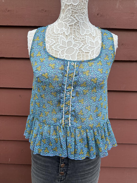 Y2K Fairycore Mossimo Floral Ruffle Hem Tank Top