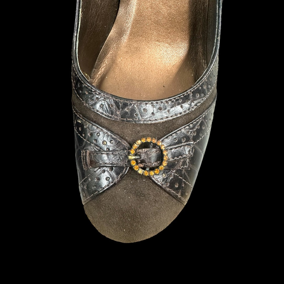 Schutz Brown Suede with Leather Details
