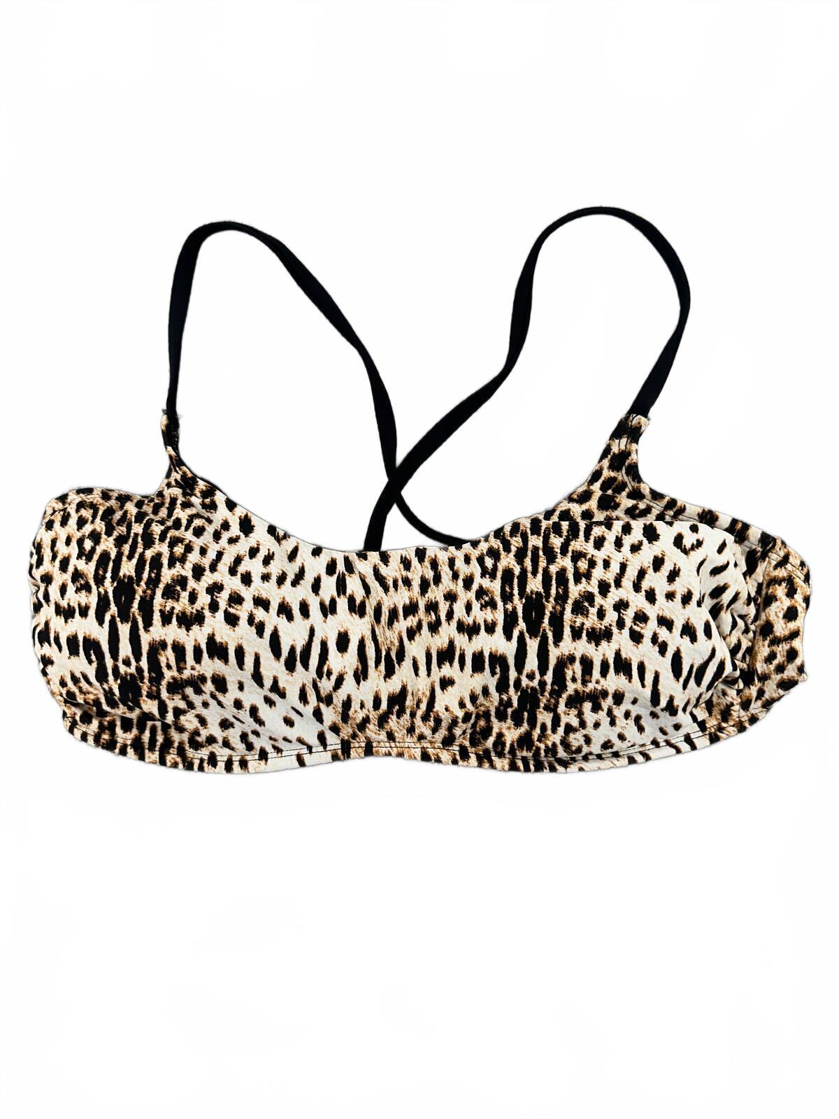 Xhilaration Leopard Print Halter Bikini Swim Top Y2K Festival Animal Print