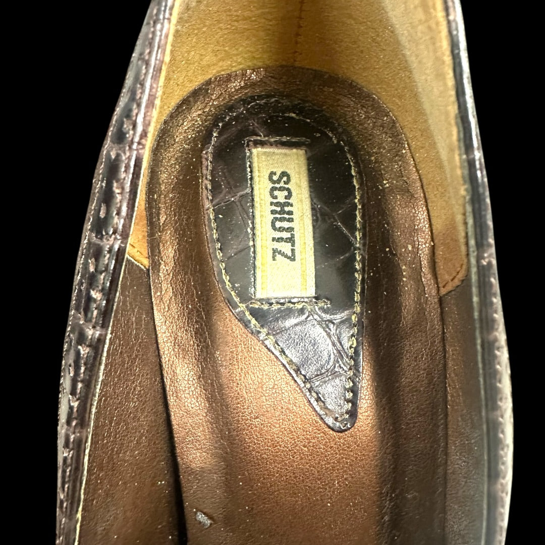 Schutz Brown Suede with Leather Details