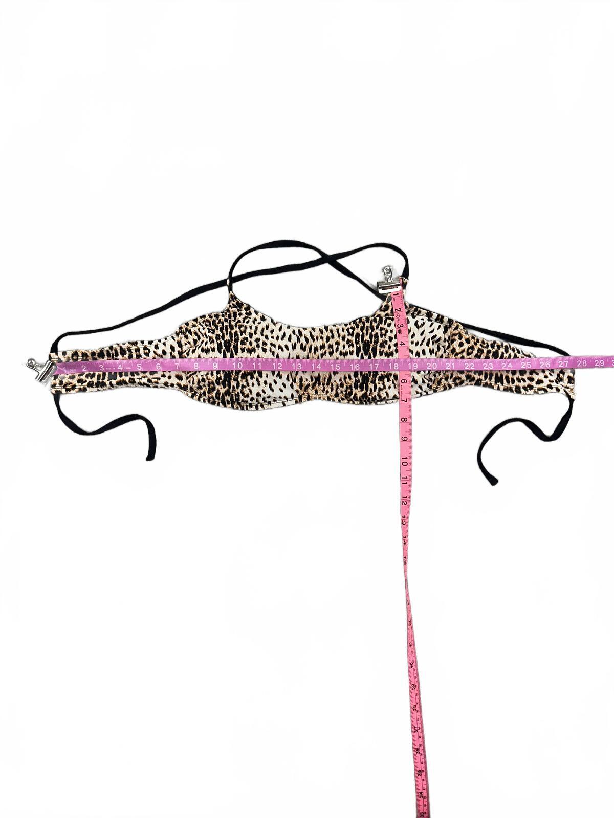 Xhilaration Leopard Print Halter Bikini Swim Top Y2K Festival Animal Print