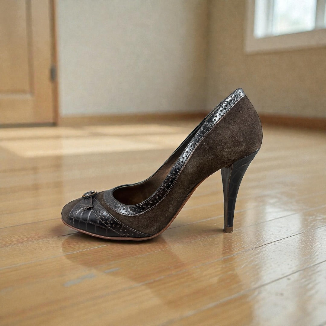 Schutz Brown Suede with Leather Details