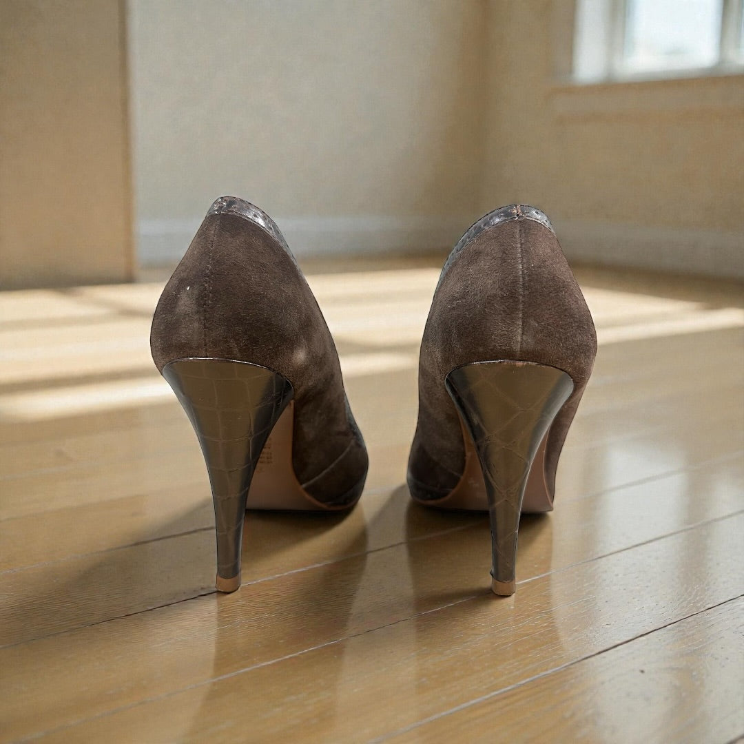 Schutz Brown Suede with Leather Details
