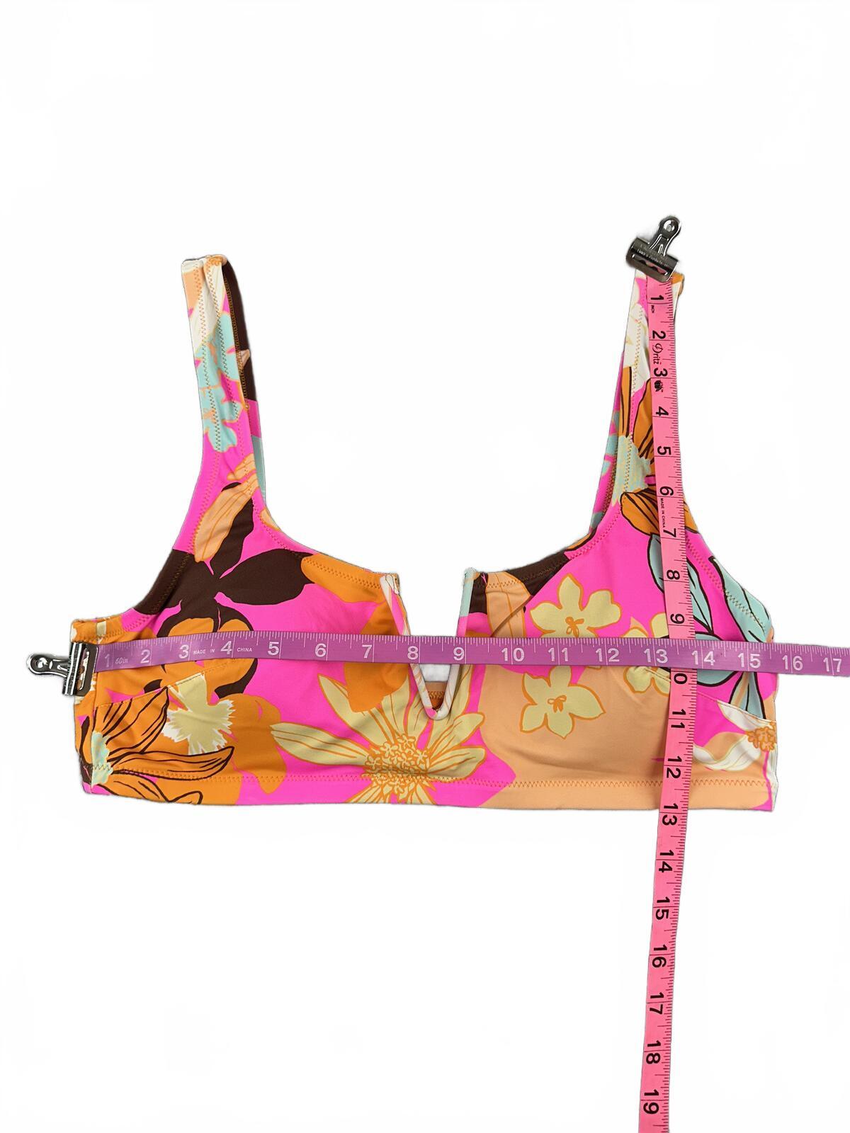 Aerie Scoop Real Good Floral Bikini Swim Top Y2K Pink Orange Tropical