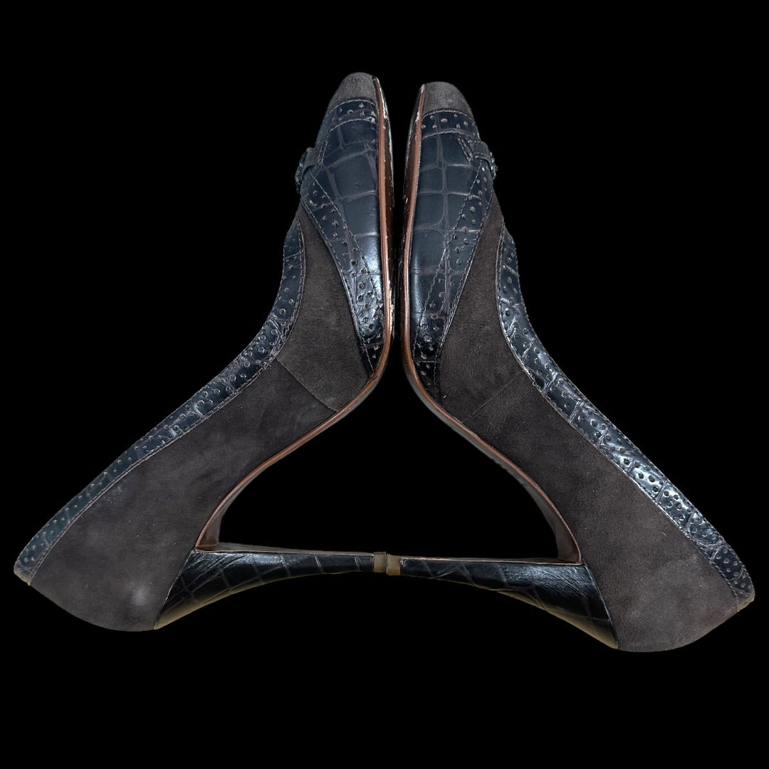 Schutz Brown Suede with Leather Details