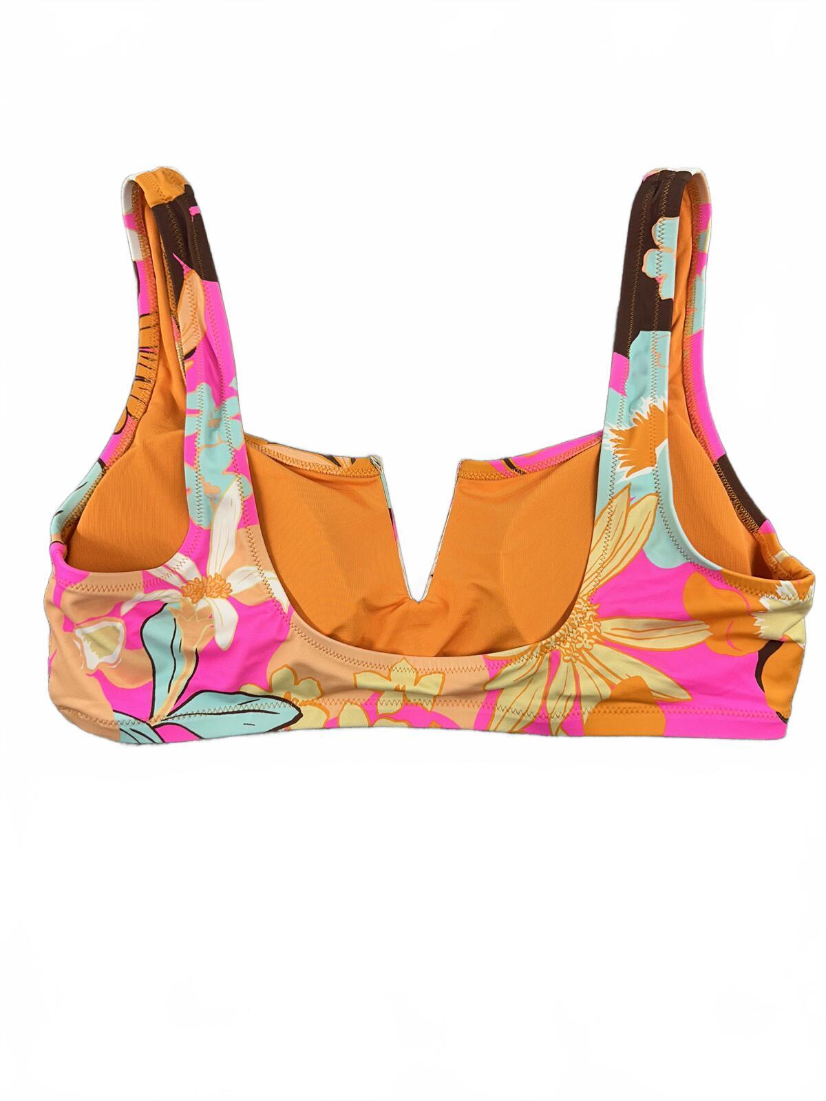 Aerie Scoop Real Good Floral Bikini Swim Top Y2K Pink Orange Tropical