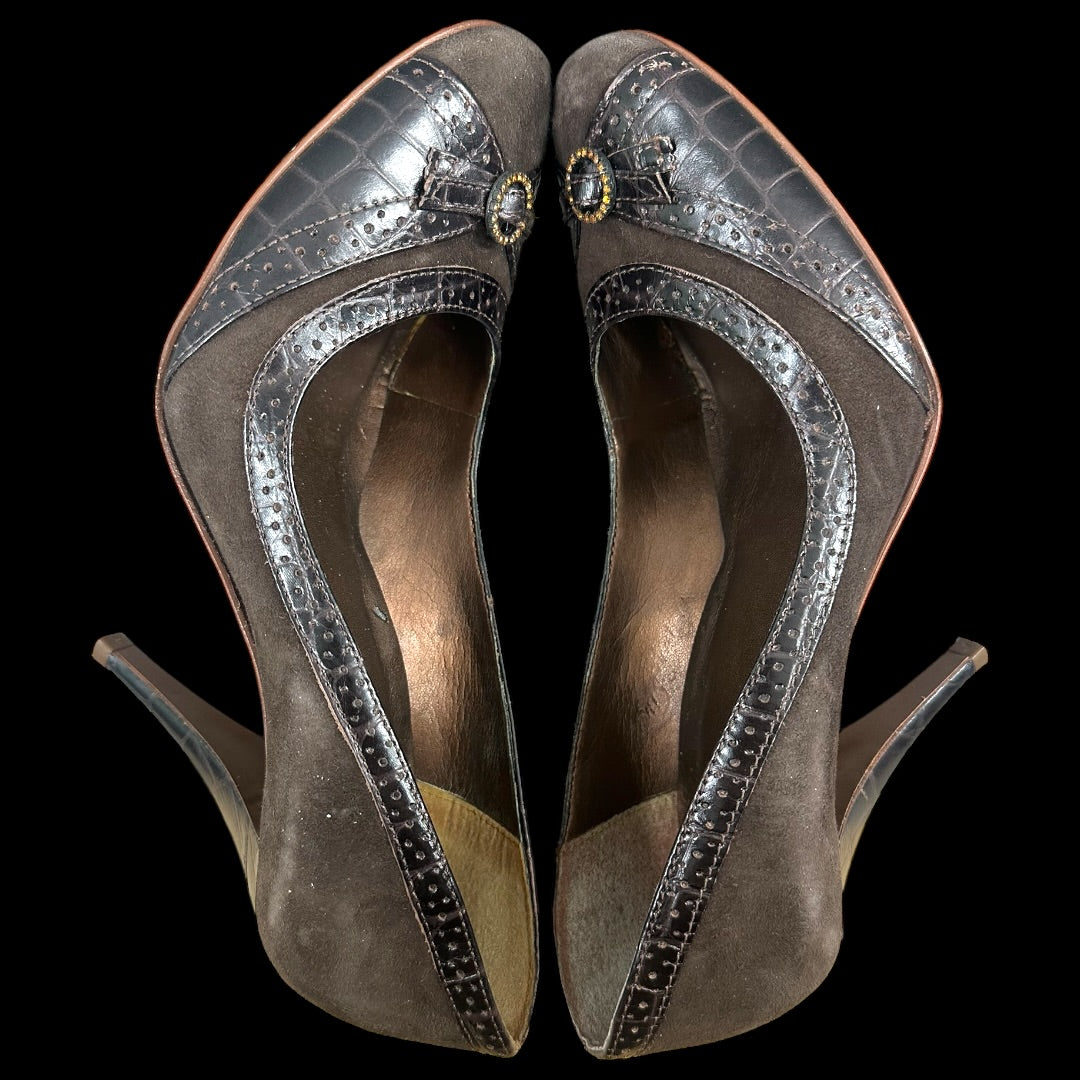 Schutz Brown Suede with Leather Details