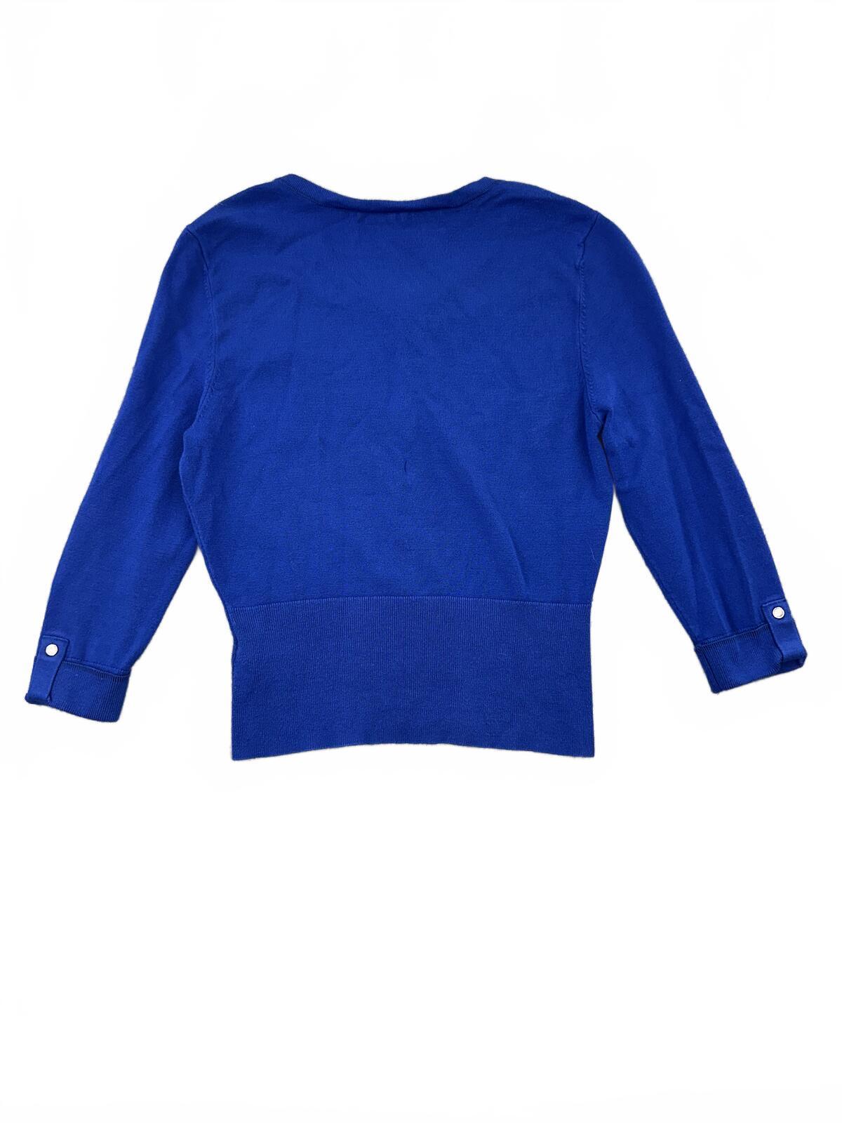 White House Black Market Royal Blue Fitted Cardigan Top Y2K Minimalist Preppy