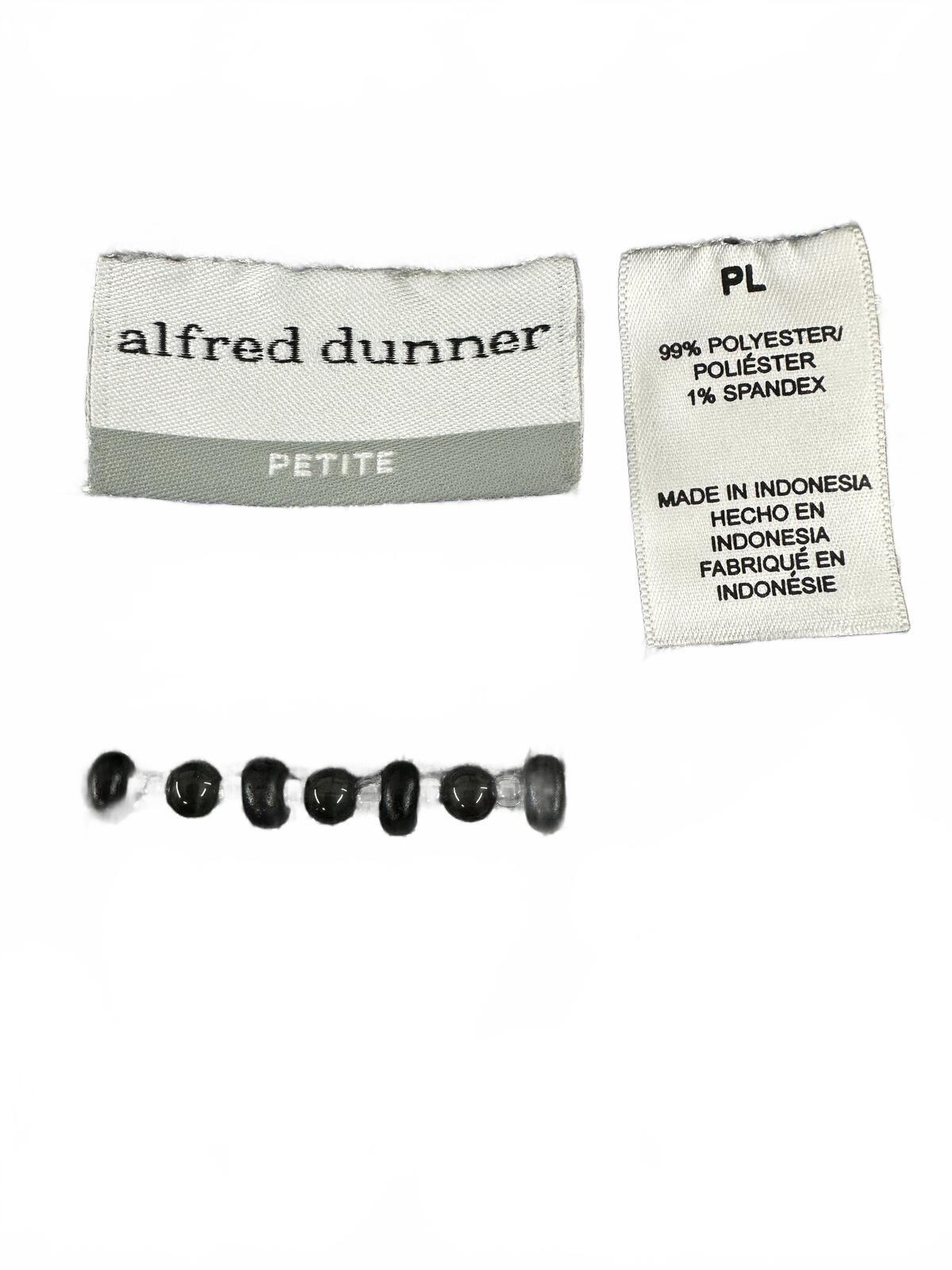Alfred Dunner Petite Gray Black Textured Knit Keyhole Short Sleeve Top