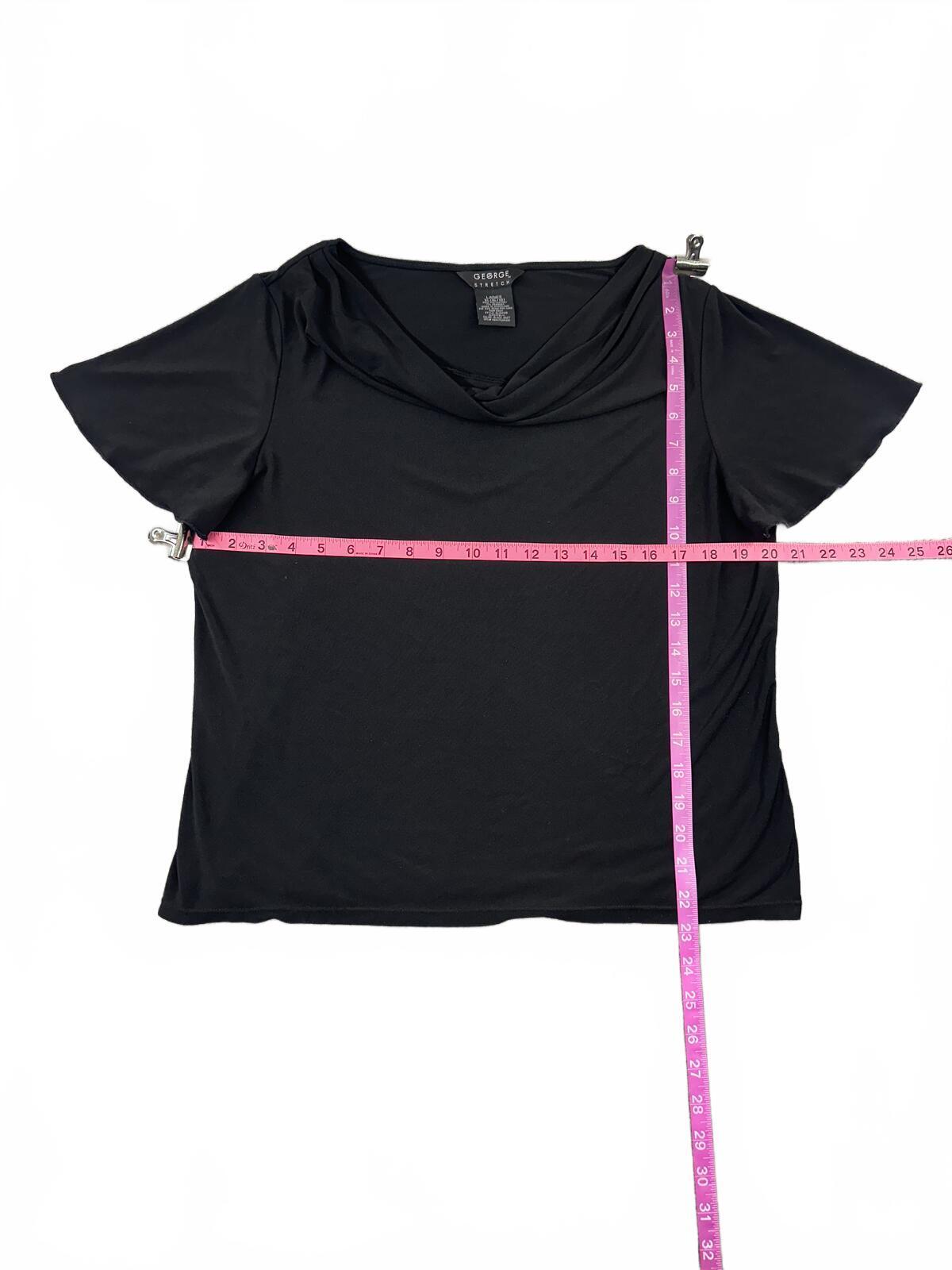 George Stretch Black Cowl Neck Short Sleeve Top