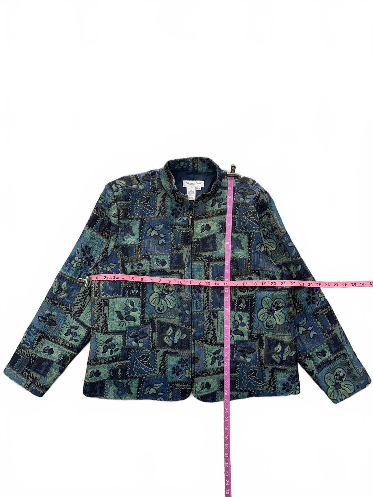 Coldwater Creek Vintage Inspired Patchwork Floral Jacket in Blue Green