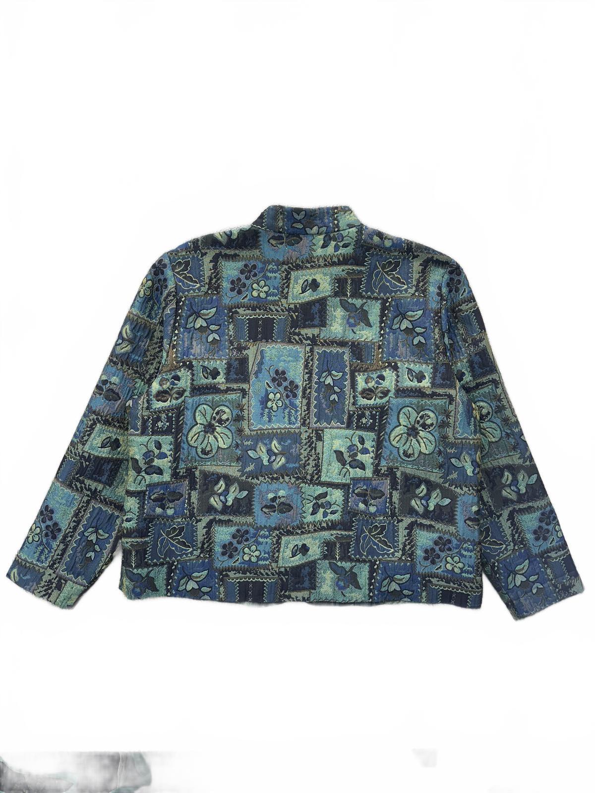 Coldwater Creek Vintage Inspired Patchwork Floral Jacket in Blue Green