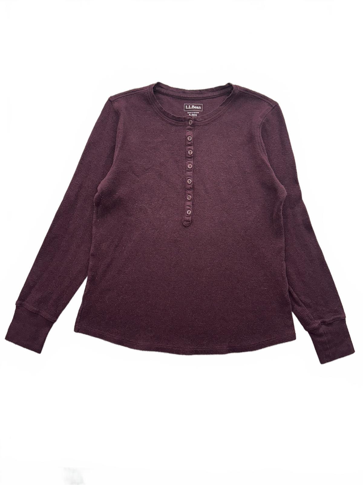 L.L.Bean Vintage Long Sleeve Henley Shirt in Deep Plum