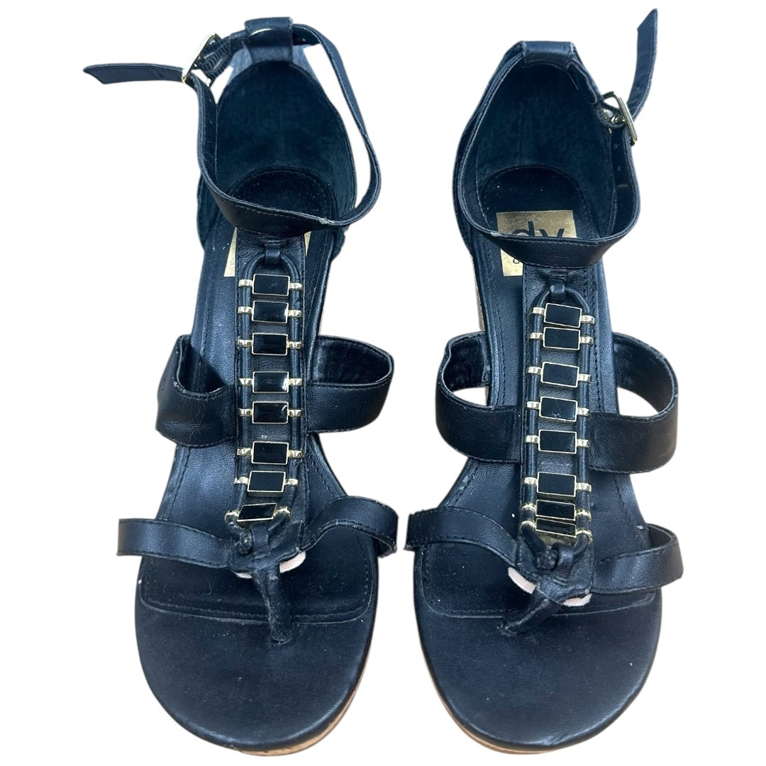 Dolce Vita's DV Black Cork Strappy Wedge Sandals
