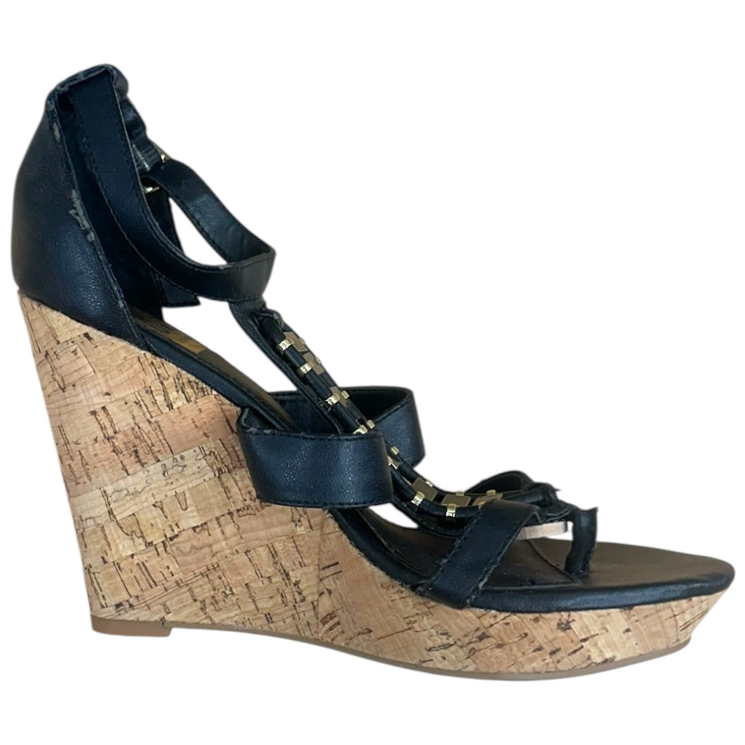 Dolce Vita's DV Black Cork Strappy Wedge Sandals