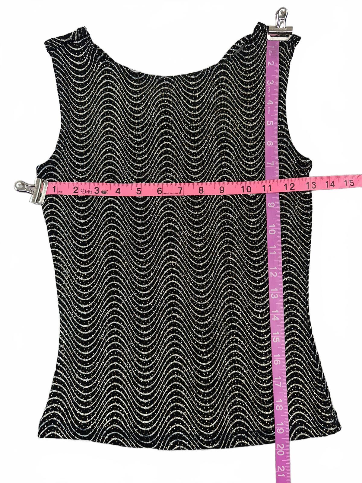 Byer California Y2K Glam Black Silver Stretch Sleeveless Top Retro Party Tank