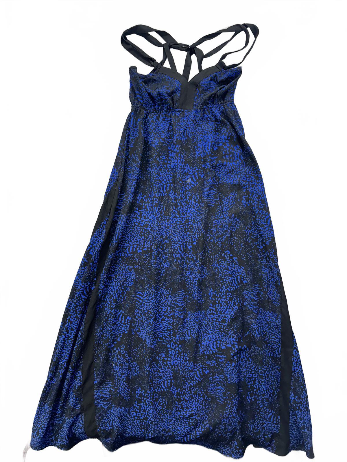 Express Blue and Black Strappy Back Maxi Dress
