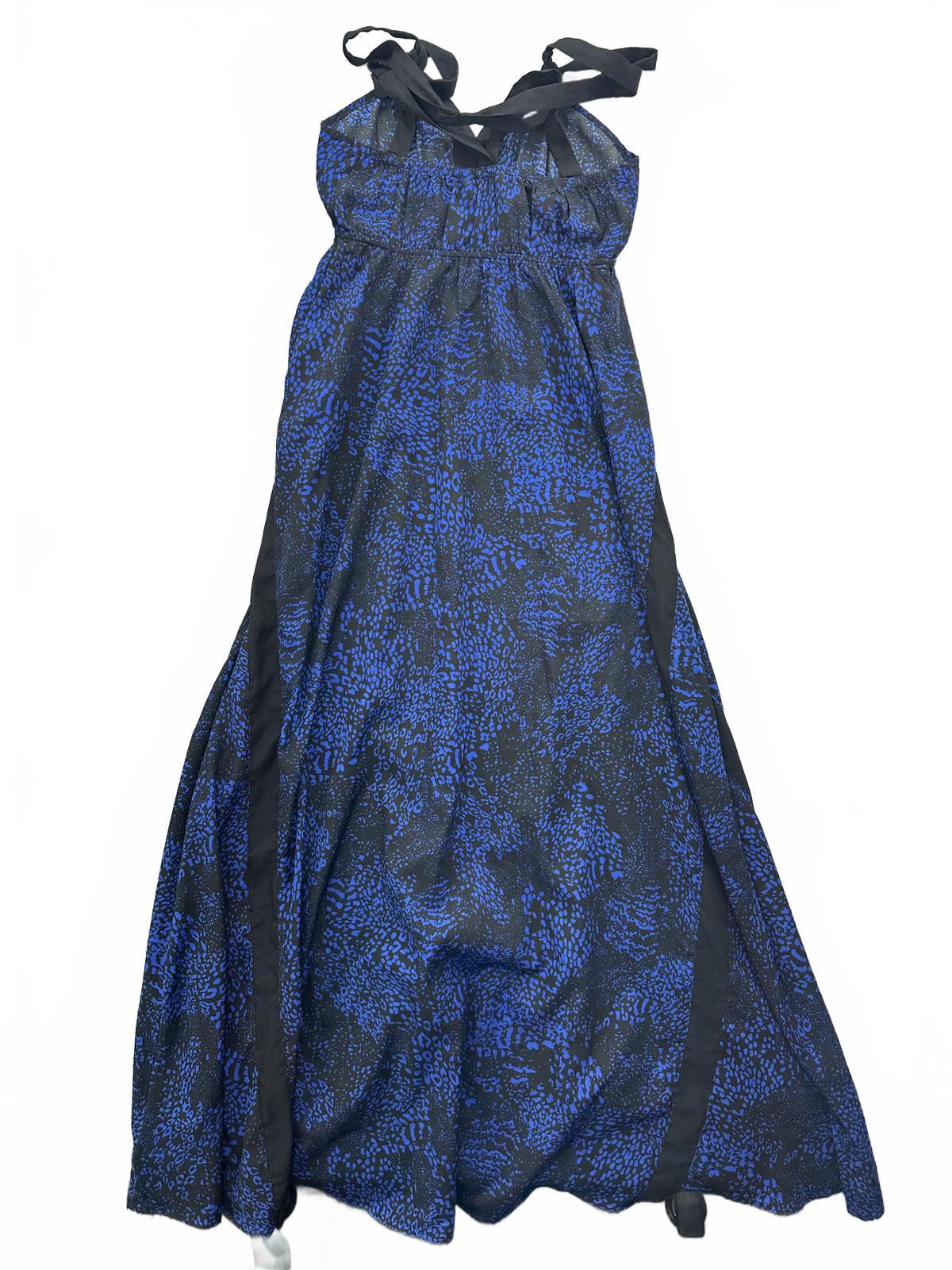 Express Blue and Black Strappy Back Maxi Dress