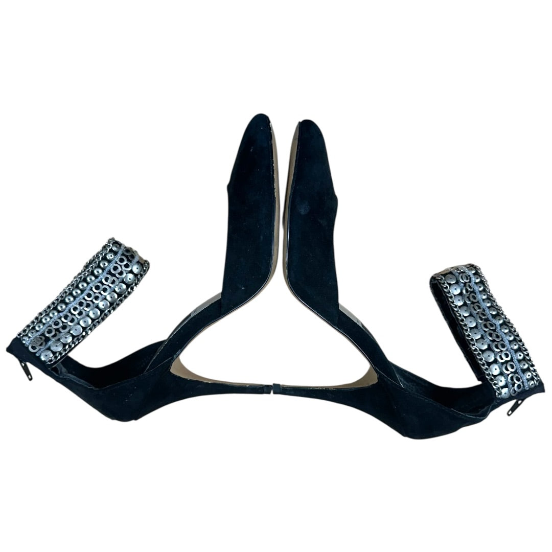 Steve Madden Luxe L-Fiona Black Suede Jeweled Pumps