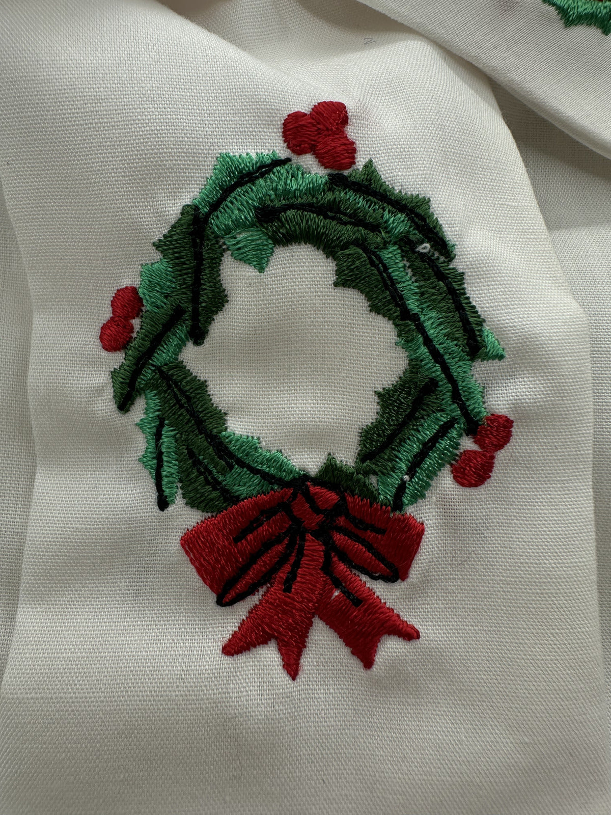 Norton McNaughton Vintage White Holiday Embroidered Button Up Blouse Christmas
