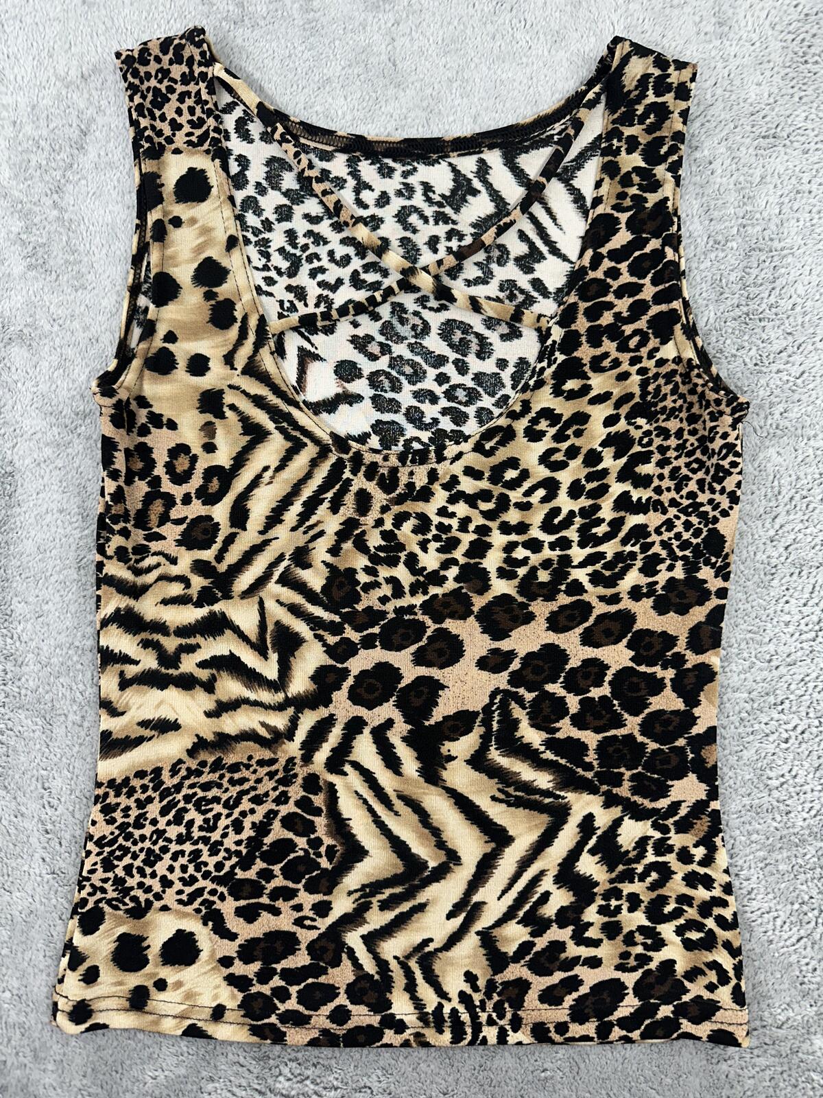 Byer California Y2K Animal Print Sleeveless Tank Top Leopard Zebra Mix