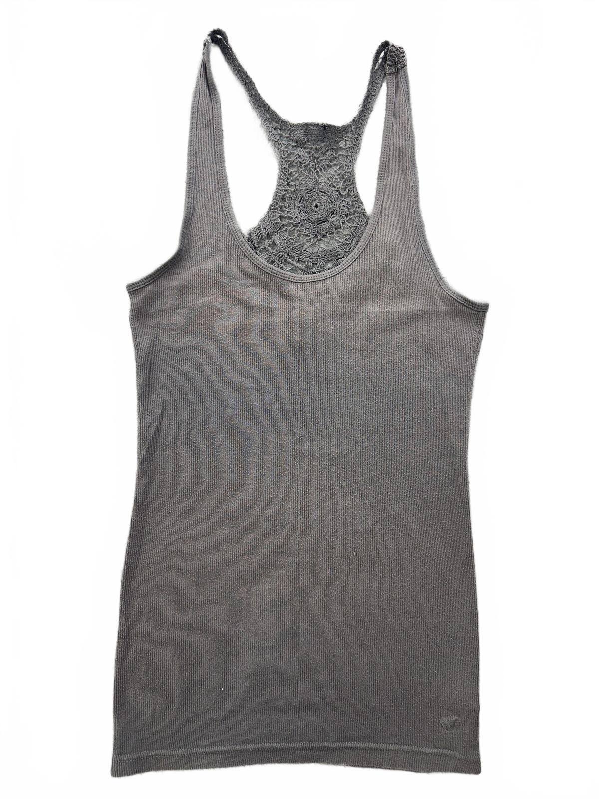 American Eagle Outfitters Gray Crochet Racerback Tank Top Y2K Vintage