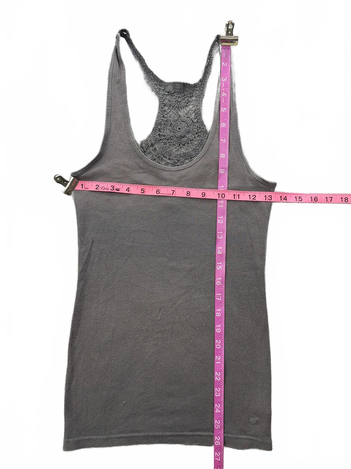 American Eagle Outfitters Gray Crochet Racerback Tank Top Y2K Vintage