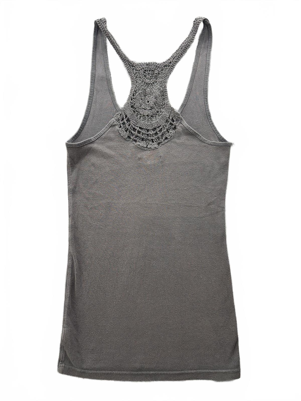 American Eagle Outfitters Gray Crochet Racerback Tank Top Y2K Vintage