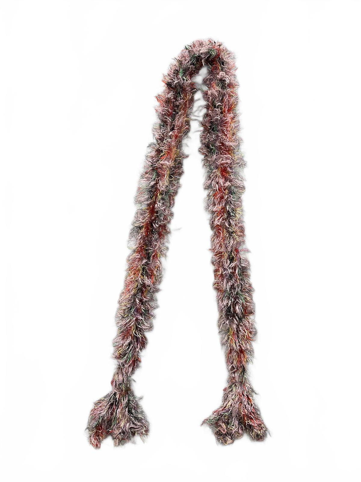 Handmade Multicolor Fuzzy Scarf Cozy Bohemian Eclectic Winter Accessory