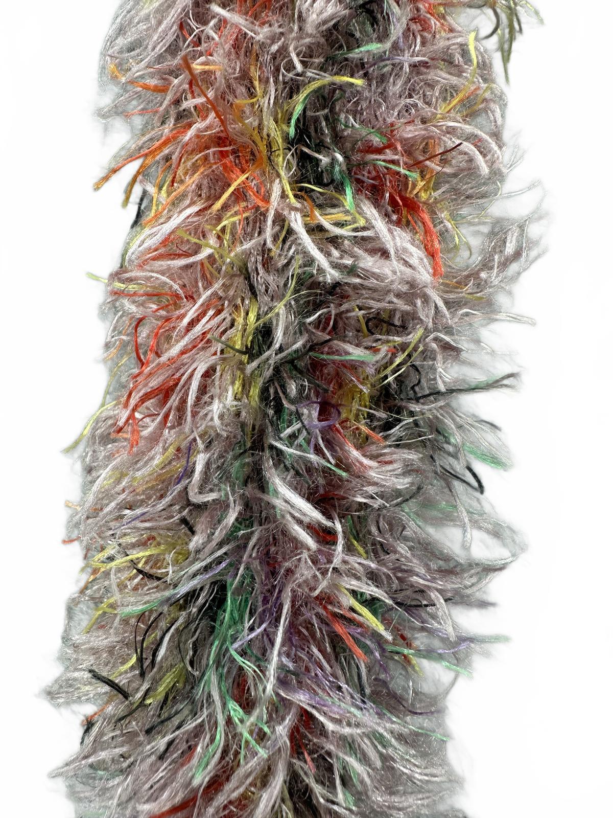 Handmade Multicolor Fuzzy Scarf Cozy Bohemian Eclectic Winter Accessory