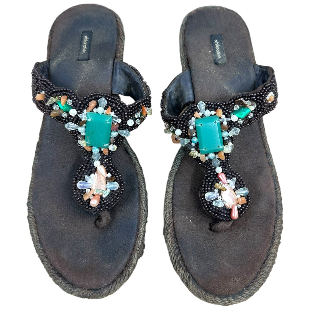 Xhilaration Beaded Embellished Wedge Thong Sandals