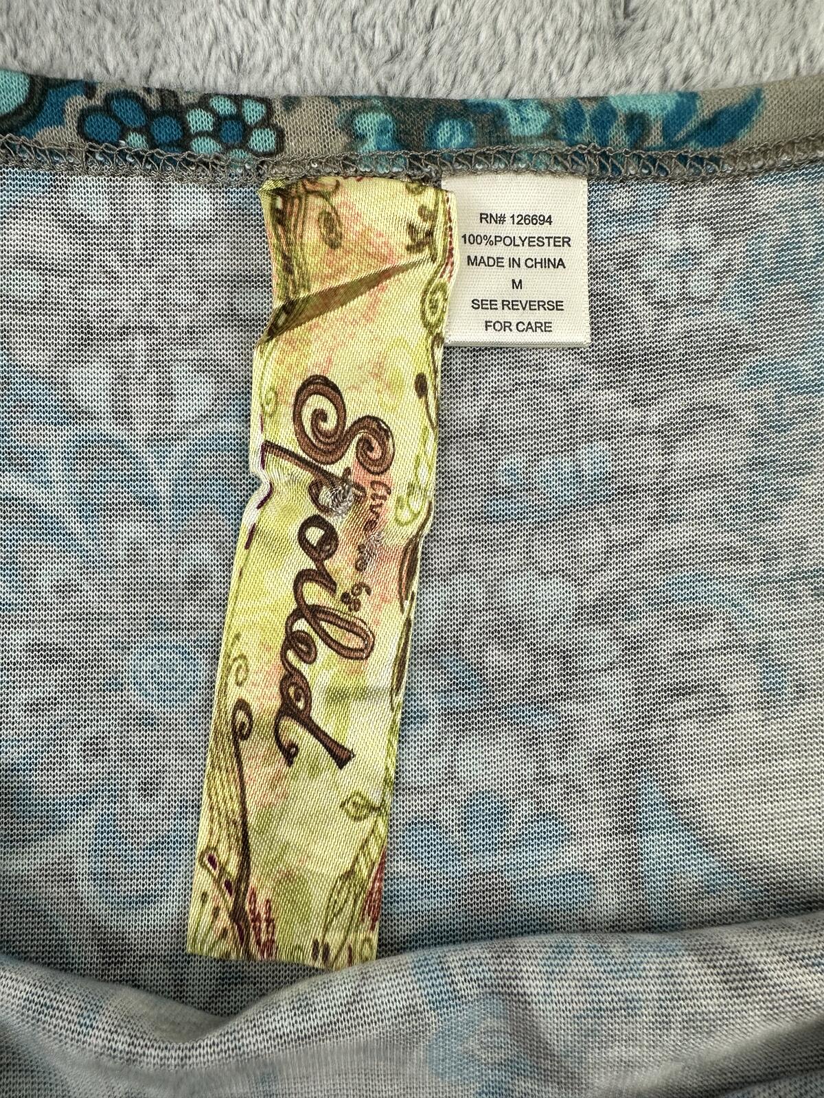 Live to be Spoiled Boho Paisley Babydoll Tank Tunic Top in Blue and Beige Y2K