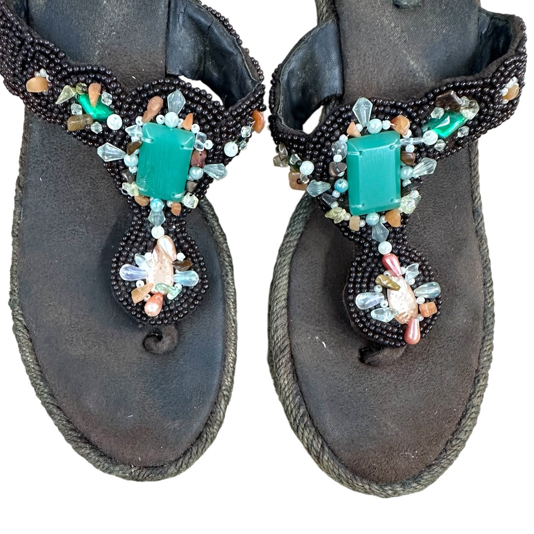 Xhilaration Beaded Embellished Wedge Thong Sandals