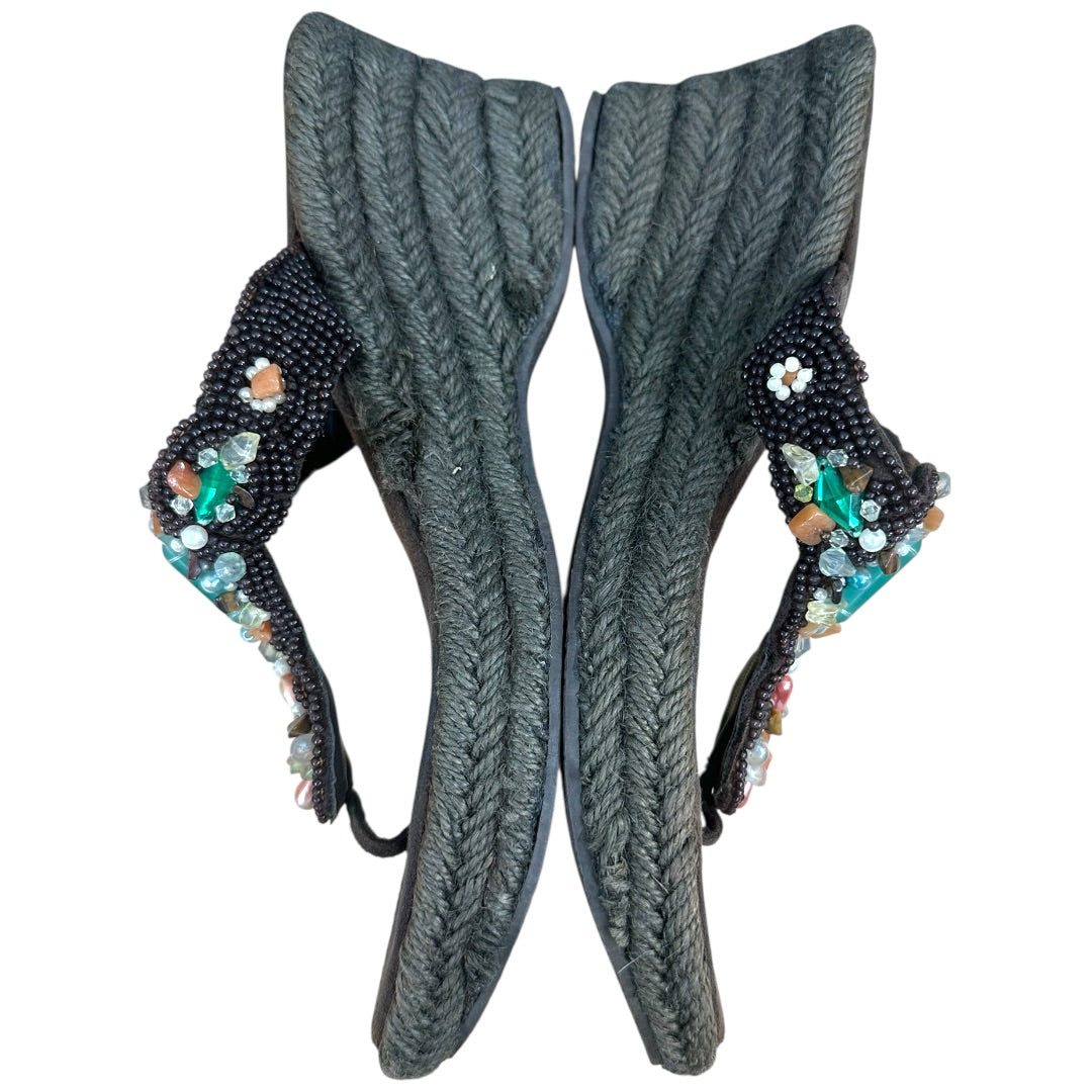 Xhilaration Beaded Embellished Wedge Thong Sandals