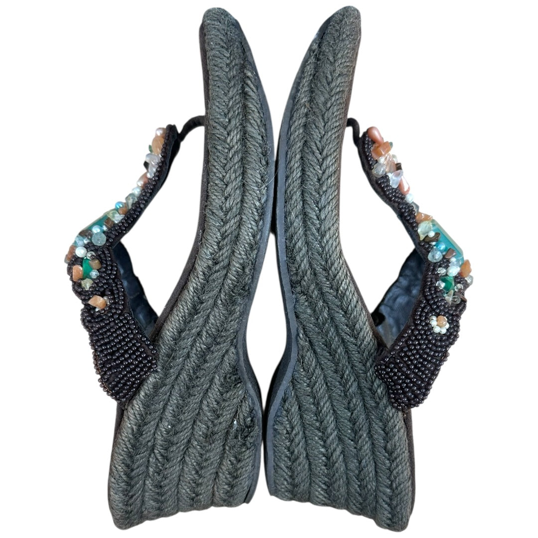 Xhilaration Beaded Embellished Wedge Thong Sandals