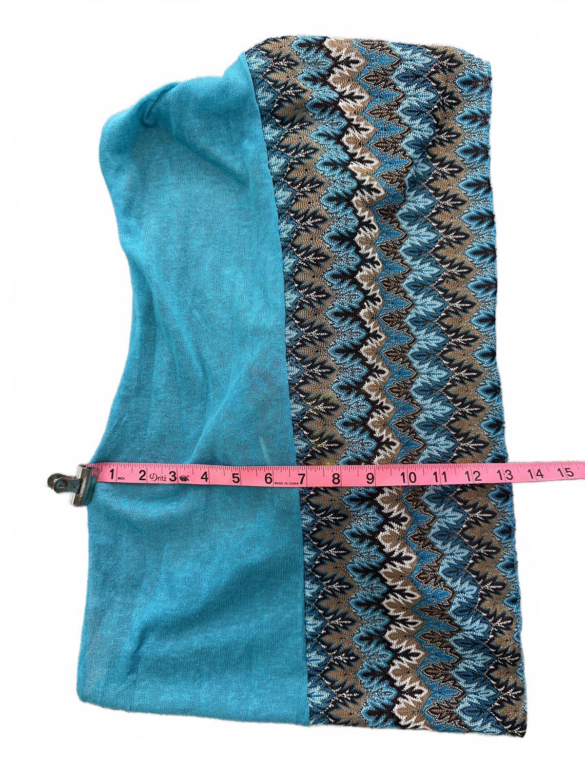 NWT Figure8 Scarf Infinity Loop Scarf Blue Brown Patterned Lightweight Bohemian