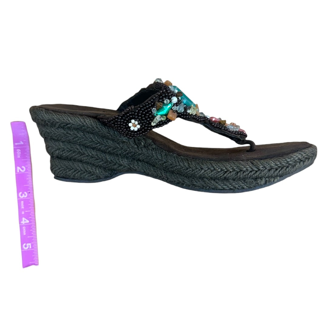 Xhilaration Beaded Embellished Wedge Thong Sandals