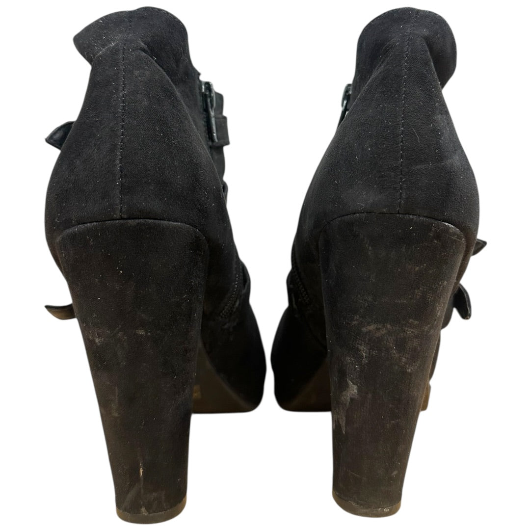 Report black Strappy Ankle Boots with Silver Buckle Detailing