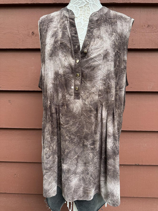 Westport 1962 Brown Mineral Wash Sleeveless Tunic Top