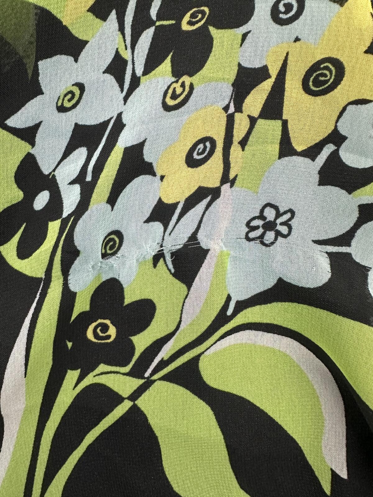 Studio 1940 Y2K Fairycore Black Floral Fit and Flare Dress Green Blue