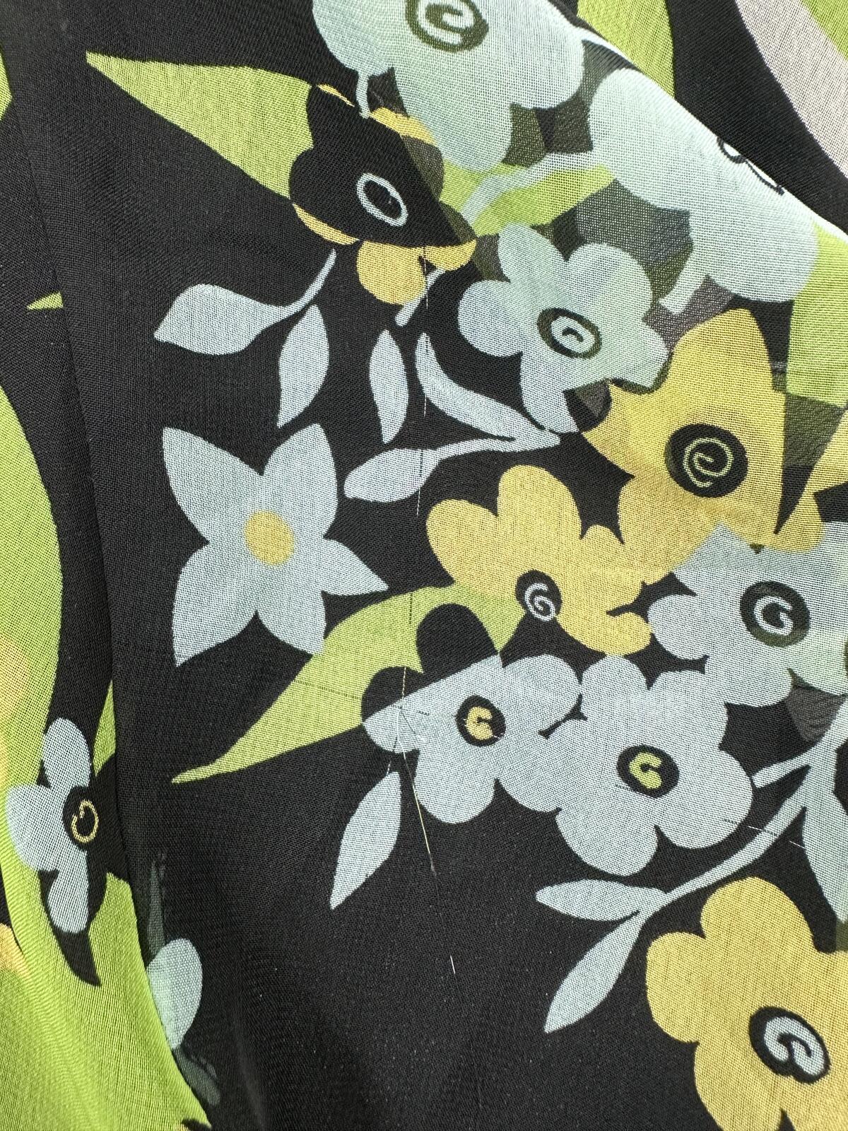 Studio 1940 Y2K Fairycore Black Floral Fit and Flare Dress Green Blue